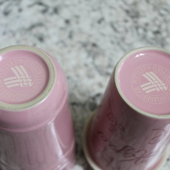 Longaberger Tall Coffee Mugs Pink Travel - Picture 2 of 2